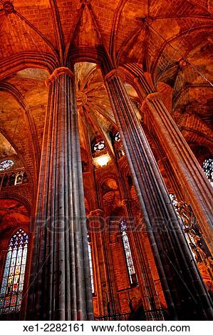 Stock Image - Cathedral of Santa Eulalia Cathedral of Barcelona, Catalonia, Spain. Fotosearch