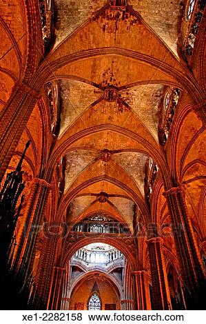 Stock Photo - Cathedral of Santa Eulalia Cathedral of Barcelona, Catalonia, Spain. Fotosearch