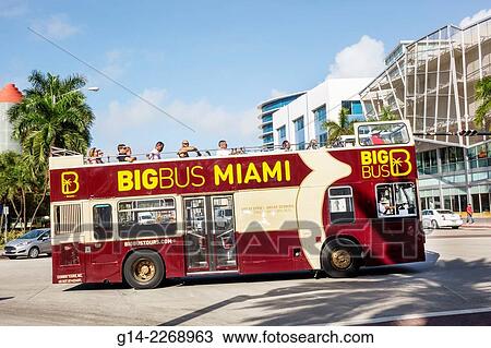 Florida, Miami Beach, Big Bus Miami, double decker, coach. View Large Photo Image Stock Image - Florida, Miami Beach, Big Bus Miami, double decker, coach.. Fotosearch