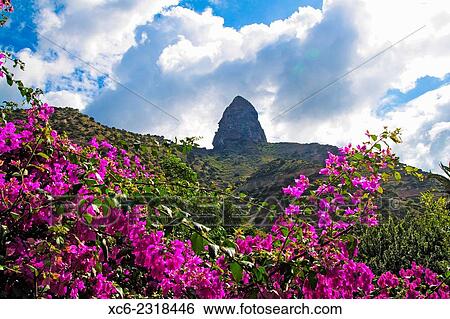 Stock Photograph - landscape view of Agando Rock. La Gomera island. Fotosearch