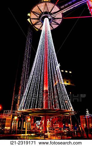Stock Image - Las Arenas shopping center at night, Barcelona, Catalonia, Spain. Fotosearch