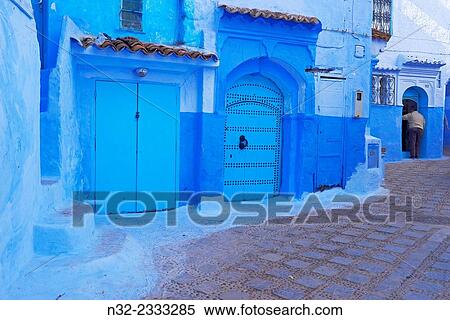 Old Medina, Chefchaouen, Xaouen, Street scene in the Blue Medina, Rif region, Morocco, North Africa. View Large Photo Image Stock Photography - Old Medina, Chefchaouen, Xaouen, Street scene in the Blue Medina, Rif region, Morocco, North Africa.. Fotosearch