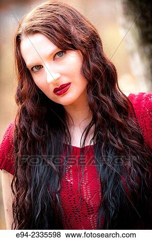 Portrait of a 33 year old brunette woman outdoors. View Large Photo Image Stock Photo - Portrait of a 33 year old brunette woman outdoors.. Fotosearch