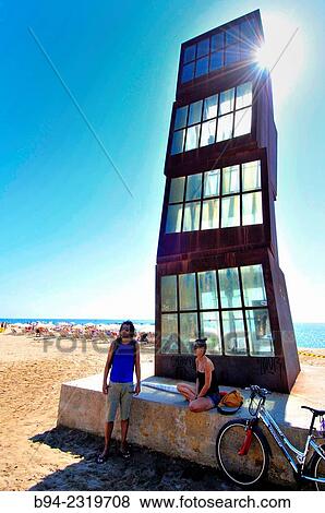 Sculpture L? estel ferit" ( The wounded star ) by Rebecca Horn at Barceloneta beach, 1992. Barcelona, Catalonia, Spain. " View Large Photo Image Stock Photo - Sculpture L? estel ferit" ( The wounded star ) by Rebecca Horn at Barceloneta beach, 1992. Barcelona, Catalonia, Spain. ". Fotosearch