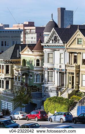 Skyline of San Francisco with the famous houses? Painted Ladies? in the foreground, California, USA View Large Photo Image Stock Image - Skyline of San Francisco with the famous houses? Painted Ladies? in the foreground, California, USA. Fotosearch