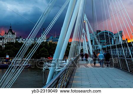 The Golden Jubilee Bridges, London, England. View Large Photo Image Stock Photo - The Golden Jubilee Bridges, London, England.. Fotosearch