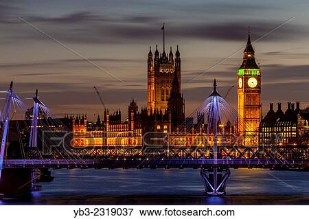 The Houses Of Parliament and The Golden Jubilee Bridges, London, England. View Large Photo Image Stock Photo - The Houses Of Parliament and The Golden Jubilee Bridges, London, England.. Fotosearch
