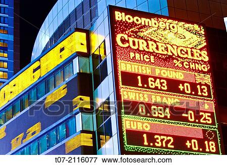 Stock Photo - Time Square, Broadway, Morgan Stanley headquarters building, stock market data ticker tape, Manhattan, New York City, USA.. Fotosearch