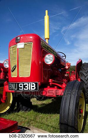 Stock Photo - vintage tractor at a country fair, Derbyshire, Britain.. Fotosearch