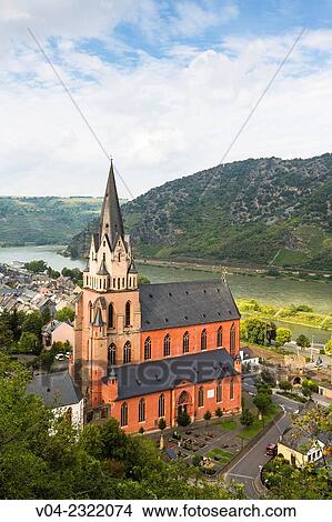 14th century Liebfrauenkirche (Church of our Lady) in Oberwesel, Rhineland-Palatinate, Germany, Europe View Large Photo Image Picture - 14th century Liebfrauenkirche (Church of our Lady) in Oberwesel, Rhineland-Palatinate, Germany, Europe. Fotosearch