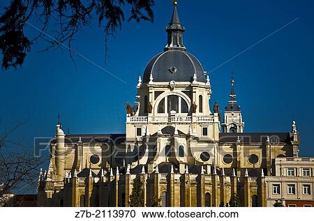 Stock Image - A view of the Almudena cathedral in Madrid, Spain.. Fotosearch