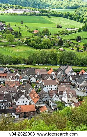 Aerial view of Helmarhausen, a suburb of Bad Karlshafen, Hesse, Germany, Europe View Large Photo Image Stock Image - Aerial view of Helmarhausen, a suburb of Bad Karlshafen, Hesse, Germany, Europe. Fotosearch