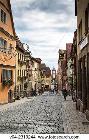 Alley leading towards Siebersturm (Siebers Tower) in Rothenburg ob der Tauber, Bavaria, Germany, Europe View Large Photo Image Picture - Alley leading towards Siebersturm (Siebers Tower) in Rothenburg ob der Tauber, Bavaria, Germany, Europe. Fotosearch