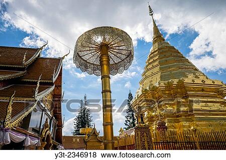 Stock Photo - Asia. Thailand, Chiang Mai. Wat Doi Suthep.. Fotosearch