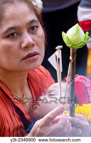 Asia. Thailand, Chiang Mai. Woman praying. View Large Photo Image Stock Image - Asia. Thailand, Chiang Mai. Woman praying.. Fotosearch