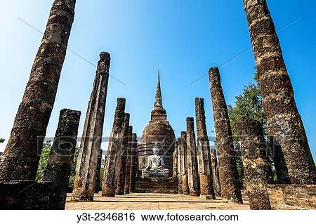 Asia. Thailand, old capital of Siam. Sukhothai archaeological Park, classified UNESCO World Heritage. Wat Sa Sri. Wat Mahatat. Buddha statue. View Large Photo Image Stock Photograph - Asia. Thailand, old capital of Siam. Sukhothai archaeological Park, classified UNESCO World Heritage. Wat Sa Sri. Wat Mahatat. Buddha statue.. Fotosearch