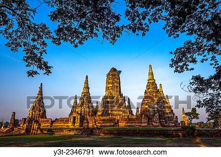 Asia. Thailand, Phra Nakhon Si Ayutthaya, old capital of Siam. Ayutthaya archaeological Park, classified UNESCO World Heritage. Wat Chai Watthanaramat at dusk. View Large Photo Image Stock Image - Asia. Thailand, Phra Nakhon Si Ayutthaya, old capital of Siam. Ayutthaya archaeological Park, classified UNESCO World Heritage. Wat Chai Watthanaramat at dusk.. Fotosearch
