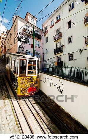 Bica funicular on a downhill trip. View Large Photo Image Stock Photo - Bica funicular on a downhill trip.. Fotosearch