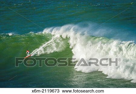 Stock Image - Big waves surf. Puntagalea. Getxo, Biscay, Basque Country, Spain. Europe.. Fotosearch