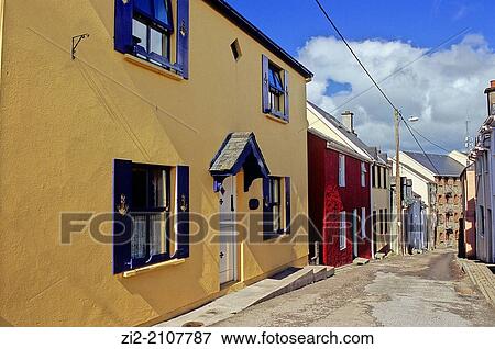 Stock Photo - Brightly coloured houses, Kinsale, Republic of Ireland. Fotosearch