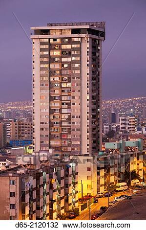 Chile, Antofagasta, elevated city view, dusk. View Large Photo Image Stock Image - Chile, Antofagasta, elevated city view, dusk.. Fotosearch