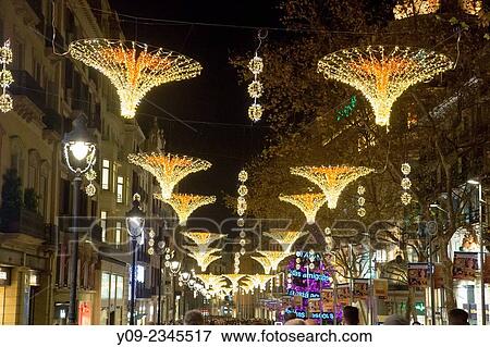 Christmas lighting, Barcelona, Catalunya, Spain. View Large Photo Image Stock Photo - Christmas lighting, Barcelona, Catalunya, Spain.. Fotosearch