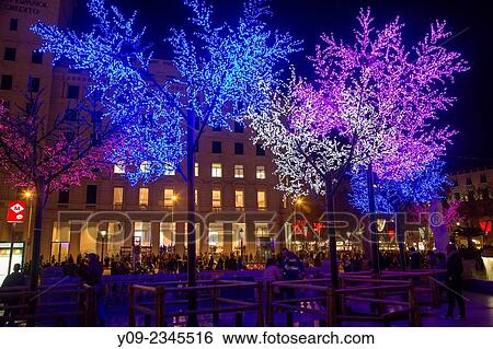 Christmas lighting, Barcelona, Catalunya, Spain. View Large Photo Image Stock Photograph - Christmas lighting, Barcelona, Catalunya, Spain.. Fotosearch