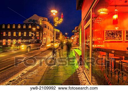 Stock Image - Christmas time, Reykjavik, Iceland.. Fotosearch