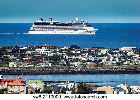 Stock Photo - Cruise Ship in Reykjavik Harbor, Reykjavik, Iceland.. Fotosearch