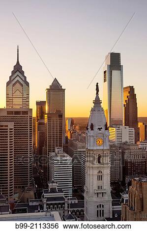 DOWNTOWN SKYLINE PHILADELPHIA PENNSYLVANIA USA. View Large Photo Image Stock Photograph - DOWNTOWN SKYLINE PHILADELPHIA PENNSYLVANIA USA.. Fotosearch