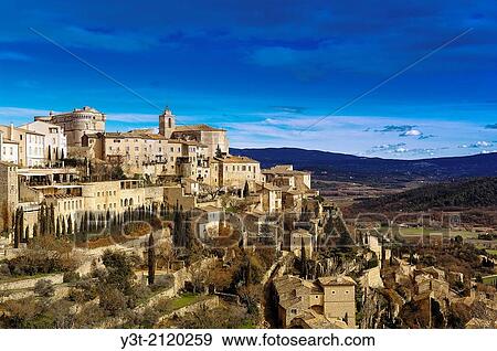 Europe, France, Vaucluse, Gordes. The perched village. View Large Photo Image Stock Photo - Europe, France, Vaucluse, Gordes. The perched village.. Fotosearch