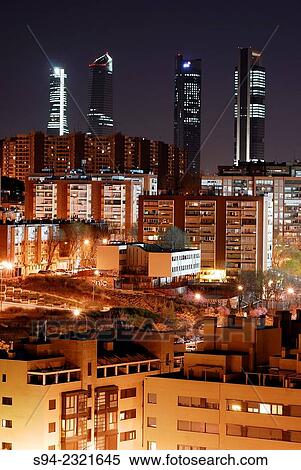 Stock Photography - Four Business towers of Madrid, Spain.. Fotosearch