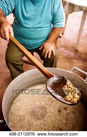 Stock Photograph - Greaves, Traditional pig slaughter, Llucmajor, Mallorca, Spain, Balearic Islands.. Fotosearch
