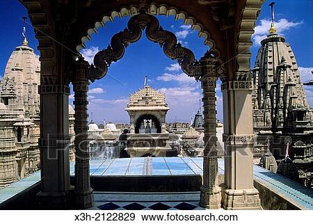 Stock Photo - Jain Temple on the sacred hill of Palitana, Bhavnagar district, State of Gujarat, South India.. Fotosearch