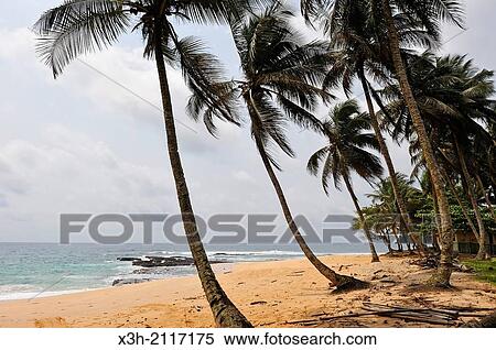 Stock Photography - Jale beach in the far southern part of Sao Tome Island, Republic of Sao Tome and Principe, Africa.. Fotosearch