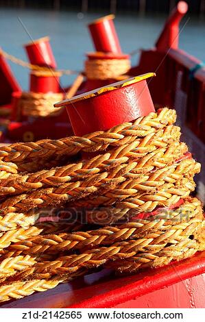 Stock Photography - Lines of Oil vessel secured alongside Quay Montrose Port UK.. Fotosearch