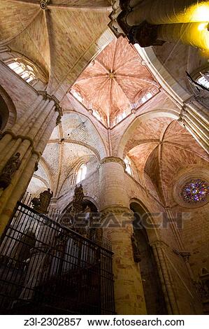 Stock Photo - Long exposure photography in the cathedral of Siguenza, Guadalajara, Castilla-La Mancha, Spain, Europe. Fotosearch