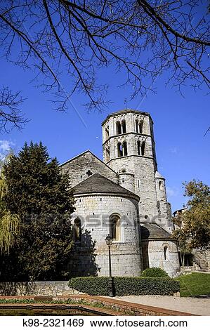 Stock Photo - Monasterio romanico de Sant Pere de Galligants (s. X-XII). Ciudad de Girona. Girona. Espana.. Fotosearch