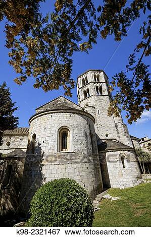 Stock Photo - Monastery of Sant Pere de Galligants (10th-12th century), Girona, Catalonia, Spain. Fotosearch