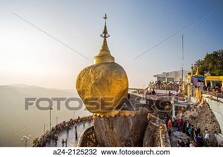 Myanmar, Mon Province, Kyaikto City, Kyaiktiyo Rock (Golden Rock),. View Large Photo Image Stock Image - Myanmar, Mon Province, Kyaikto City, Kyaiktiyo Rock (Golden Rock),.. Fotosearch