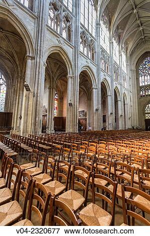 Pews and impressive columns in the Saint Gatien's Cathedral in Tours, Indre-et-Loire, France, Europe View Large Photo Image Stock Photo - Pews and impressive columns in the Saint Gatien's Cathedral in Tours, Indre-et-Loire, France, Europe. Fotosearch