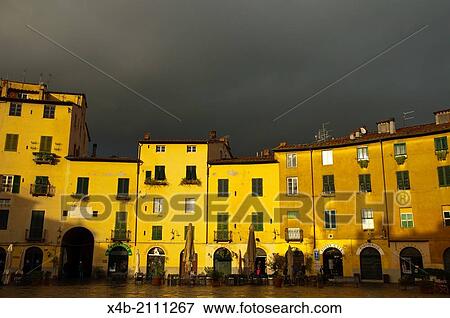 Piazza Amfiteatro square Lucca city Tuscany region Italy Europe. View Large Photo Image Stock Photo - Piazza Amfiteatro square Lucca city Tuscany region Italy Europe.. Fotosearch