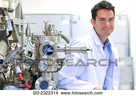 Picture - Researcher. Surface spectrometer, Photoelectron spectroscopy, Auger Electron Spectroscopy, AES, VG Scientific ESCAlab 200D Surface Analysis Equipment.. Fotosearch