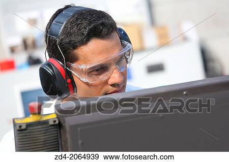 Researcher with glasses and ear protection. Machine for cutting material by water jet and abrasive Industry. Tecnalia Research and innovation. San Sebastian. Donostia. Gipuzkoa. Basque Country. Spain. View Large Photo Image Stock Photo - Researcher with glasses and ear protection. Machine for cutting material by water jet and abrasive Industry. Tecnalia Research and innovation. San Sebastian. Donostia. Gipuzkoa. Basque Country. Spain.. Fotosearch