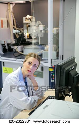 Stock Image - Researcher. X-ray diffractometer. Technological Services to Industry. Tecnalia Research and Innovation, Donostia, San Sebastian, Gipuzkoa, Basque Country, Spain.. Fotosearch