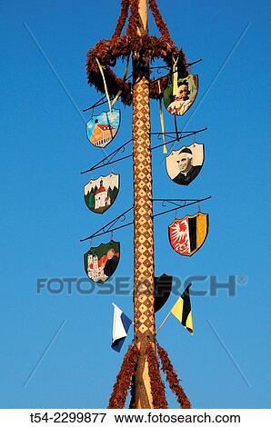 Stock Photo - Signs of a Bavarian Maypole in Ottobeuren. Fotosearch