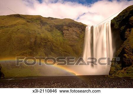 Skogafoss waterfall, Iceland. View Large Photo Image Stock Photograph - Skogafoss waterfall, Iceland.. Fotosearch