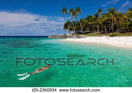 Picture - Snorkeling off Fadol Island, Kai Islands, Moluccas, Indonesia.. Fotosearch