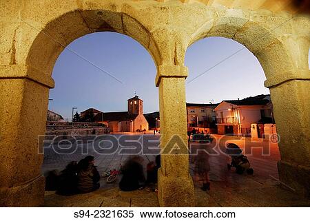 Square of the Constitucion and church of Inmaculada Concepcion, Bustarviejo, Madrid, Spain. View Large Photo Image Stock Photography - Square of the Constitucion and church of Inmaculada Concepcion, Bustarviejo, Madrid, Spain.. Fotosearch
