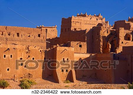 Stock Image - Taourirt Kasbah, built by Pasha Glaoui, Ouarzazate, UNESCO World Heritage Site, Ouarzazate Province, Morocco, North Africa,.. Fotosearch